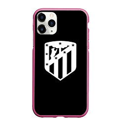 Чехол iPhone 11 Pro матовый Атлетико Мадрид белое лого фк, цвет: 3D-малиновый