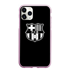 Чехол iPhone 11 Pro матовый Barcelona fc club белое лого, цвет: 3D-розовый
