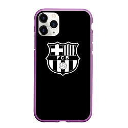 Чехол iPhone 11 Pro матовый Barcelona fc club белое лого, цвет: 3D-фиолетовый