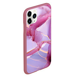 Чехол iPhone 11 Pro матовый Куски розового мрамора, цвет: 3D-малиновый — фото 2