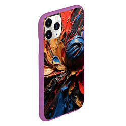 Чехол iPhone 11 Pro матовый Красные красочные брызги, цвет: 3D-фиолетовый — фото 2