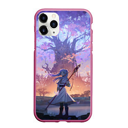 Чехол iPhone 11 Pro матовый Sousou no Frieren Фрирен tree, цвет: 3D-малиновый