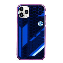 Чехол iPhone 11 Pro матовый Schalke 04 sport geometry, цвет: 3D-фиолетовый