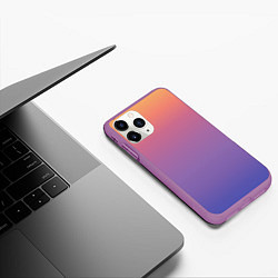 Чехол iPhone 11 Pro матовый Градиент закатное небо желтый фиолетовый, цвет: 3D-фиолетовый — фото 2