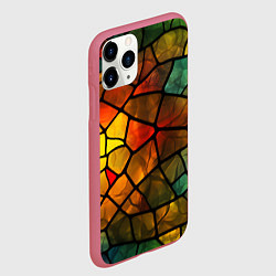 Чехол iPhone 11 Pro матовый Витражная стеклянная мозаика, цвет: 3D-малиновый — фото 2