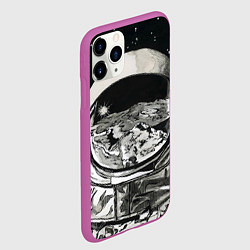 Чехол iPhone 11 Pro матовый Космонавт в черно-белом мире, цвет: 3D-фиолетовый — фото 2