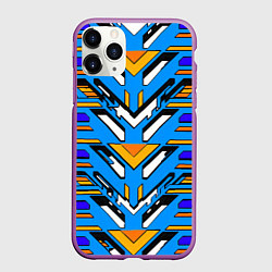 Чехол iPhone 11 Pro матовый Техно броня жёлто-синяя, цвет: 3D-фиолетовый