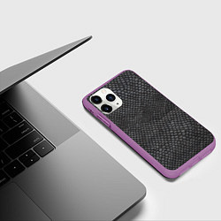 Чехол iPhone 11 Pro матовый Текстура змеиная кожа, цвет: 3D-фиолетовый — фото 2