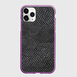 Чехол iPhone 11 Pro матовый Текстура змеиная кожа, цвет: 3D-фиолетовый