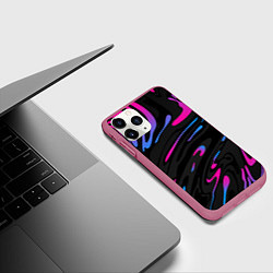 Чехол iPhone 11 Pro матовый Неоновые разводы - фиолетовый, цвет: 3D-малиновый — фото 2