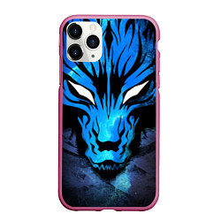 Чехол iPhone 11 Pro матовый Genshin Impact - Волк Севера, цвет: 3D-малиновый