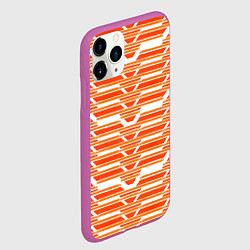 Чехол iPhone 11 Pro матовый Жёлтые полосы на белом фоне, цвет: 3D-фиолетовый — фото 2