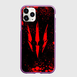 Чехол iPhone 11 Pro матовый The witcher - Краскый логотип и брызги, цвет: 3D-фиолетовый