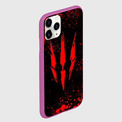 Чехол iPhone 11 Pro матовый The witcher - Краскый логотип и брызги, цвет: 3D-фиолетовый — фото 2