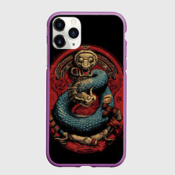 Чехол iPhone 11 Pro матовый Боевой дракон Муай-тай, цвет: 3D-фиолетовый