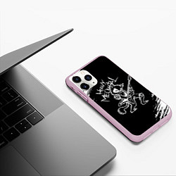 Чехол iPhone 11 Pro матовый Кот хэви металл, цвет: 3D-розовый — фото 2
