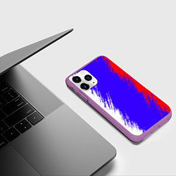Чехол iPhone 11 Pro матовый Штрихи триколор, цвет: 3D-фиолетовый — фото 2