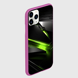 Чехол iPhone 11 Pro матовый Зеленая абстрактная конструкция в стиле nvidia, цвет: 3D-фиолетовый — фото 2