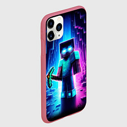 Чехол iPhone 11 Pro матовый Minecraft - neon character ai art, цвет: 3D-малиновый — фото 2