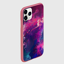 Чехол iPhone 11 Pro матовый Человек растворяющийся в фиолетовом дыму, цвет: 3D-малиновый — фото 2