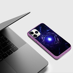 Чехол iPhone 11 Pro матовый Синее абстрактное сияние, цвет: 3D-фиолетовый — фото 2