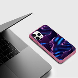 Чехол iPhone 11 Pro матовый Объемные пластины изгибающиеся, цвет: 3D-малиновый — фото 2