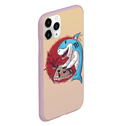 Чехол iPhone 11 Pro матовый Sushi shark, цвет: 3D-розовый — фото 2