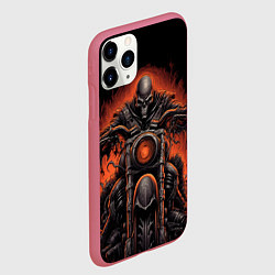 Чехол iPhone 11 Pro матовый Скелет из ада едет на старом мотоцикле, цвет: 3D-малиновый — фото 2