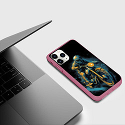 Чехол iPhone 11 Pro матовый Ночной мотокросс, цвет: 3D-малиновый — фото 2