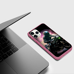 Чехол iPhone 11 Pro матовый Мотоциклист в тумане, цвет: 3D-малиновый — фото 2