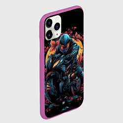 Чехол iPhone 11 Pro матовый Мотоцикл в стиле киберпанк, цвет: 3D-фиолетовый — фото 2