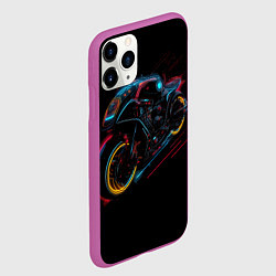 Чехол iPhone 11 Pro матовый Мотоцикл будущего в стиле киберпанк, цвет: 3D-фиолетовый — фото 2