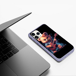 Чехол iPhone 11 Pro матовый Большой плюшевый медведь играет на гитаре, цвет: 3D-светло-сиреневый — фото 2