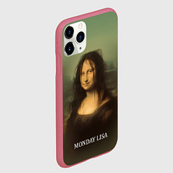 Чехол iPhone 11 Pro матовый Лиза в понедельник - Мона Лиза, цвет: 3D-малиновый — фото 2