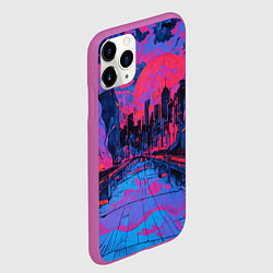 Чехол iPhone 11 Pro матовый Город в психоделических цветах, цвет: 3D-фиолетовый — фото 2