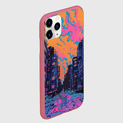 Чехол iPhone 11 Pro матовый Киберпанк город в стиле комиксов, цвет: 3D-малиновый — фото 2