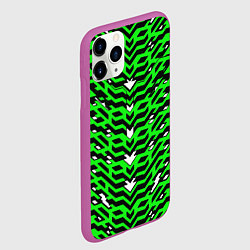 Чехол iPhone 11 Pro матовый Агрессивный зелёный паттерн, цвет: 3D-фиолетовый — фото 2