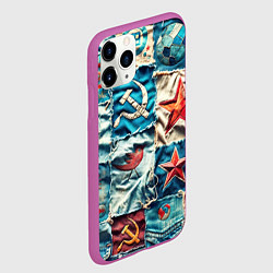 Чехол iPhone 11 Pro матовый Пэчворк джинсы из СССР, цвет: 3D-фиолетовый — фото 2