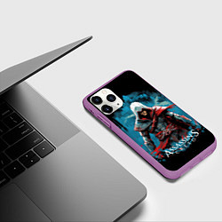 Чехол iPhone 11 Pro матовый Assassins creed холодный фон, цвет: 3D-фиолетовый — фото 2