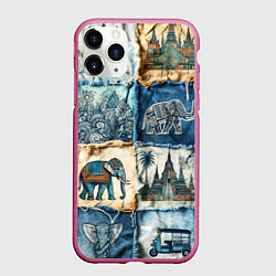 Чехол iPhone 11 Pro матовый Пэчворк из Тайланда, цвет: 3D-малиновый