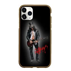 Чехол iPhone 11 Pro матовый Слэш музыкант группы Guns N Roses, цвет: 3D-коричневый