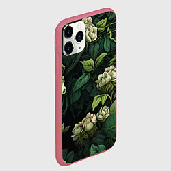 Чехол iPhone 11 Pro матовый Черепа в поле цветов, цвет: 3D-малиновый — фото 2