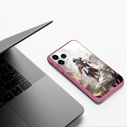Чехол iPhone 11 Pro матовый Assassins creed town, цвет: 3D-малиновый — фото 2