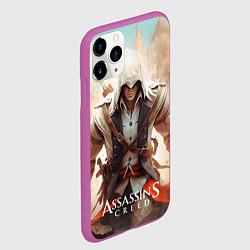 Чехол iPhone 11 Pro матовый Assassins creed большой город, цвет: 3D-фиолетовый — фото 2