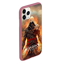 Чехол iPhone 11 Pro матовый Assassins creed старый город, цвет: 3D-малиновый — фото 2