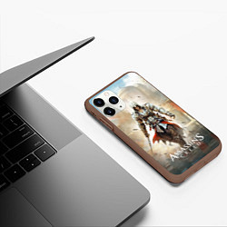 Чехол iPhone 11 Pro матовый Assassins creed poster game, цвет: 3D-коричневый — фото 2