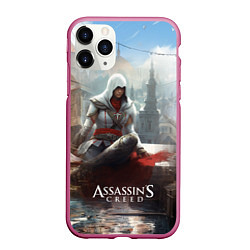 Чехол iPhone 11 Pro матовый Assassins creed poster game, цвет: 3D-малиновый