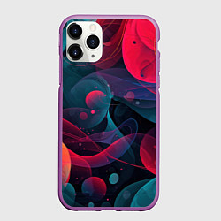 Чехол iPhone 11 Pro матовый Синие и розовые лепестки абстракции, цвет: 3D-фиолетовый