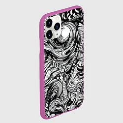 Чехол iPhone 11 Pro матовый Черные и белые абстрактные узоры, цвет: 3D-фиолетовый — фото 2
