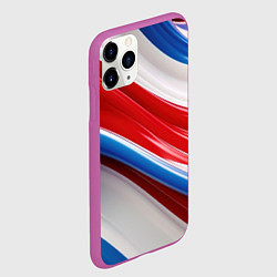 Чехол iPhone 11 Pro матовый Объемные волны абстракции красно-сине-белые, цвет: 3D-фиолетовый — фото 2
